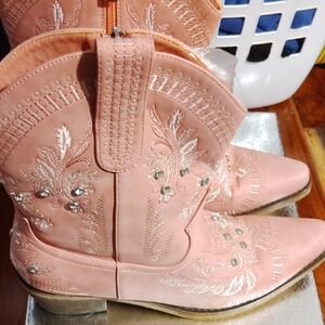 Pink Embroidered Western Boots